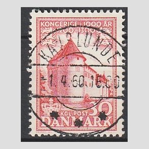 FRIM�RKER DANMARK | 1953-56 - AFA 349 - Kongeriget 1000 �r - 30 �re r�d - Pragt Stemplet