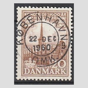FRIM�RKER DANMARK | 1953-56 - AFA 353 - Kongeriget 1000 �r - 20 �re brun - Pragt Stemplet 
