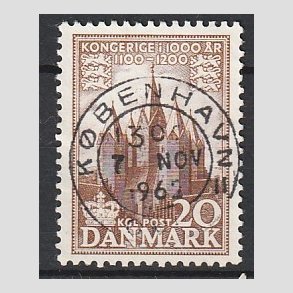 FRIM�RKER DANMARK | 1953-56 - AFA 348 - Kongeriget 1000 �r - 20 �re brun - Pragt Stemplet