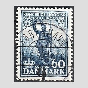 FRIM�RKER DANMARK | 1953-56 - AFA 355 - Kongeriget 1000 �r - 60 �re bl� - Pragt Stemplet 