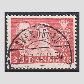 FRIM�RKER DANMARK | 1960 - AFA 384 - S�lvbryllup - 30 �re r�d - Pragt Stemplet Svendborg