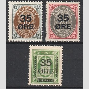 FRIMRKER DANMARK | 1912  - AFA 60,61,62 - 35 res Provisorier i komplet st - Postfrisk