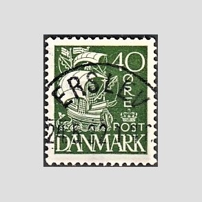 FRIM�RKER DANMARK | 1927 - AFA 174 - Karavel 40 �re gr�n - Pragt Stemplet