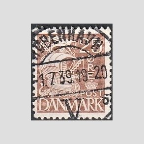 FRIM�RKER DANMARK | 1934 - AFA 214 - Karavel 25 �re brun Type I - Lux Stemplet