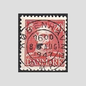 FRIMRKER DANMARK | 1942-44 - AFA 276 - Chr. X 20 re rd - Lux Stemplet