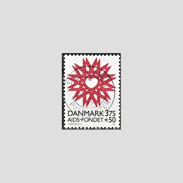 FRIMRKER DANMARK | 1996 - AFA 1130 - AIDS-Fondet - 3,75 Kr. + 50 re rd/sort - Pragt Stemplet