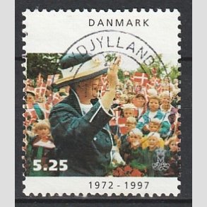 FRIM�RKER DANMARK | 1997 - AFA 1137 - 25 �rs jubil�um - 5,25 Kr. flerfarvet - Pragt Stemplet
