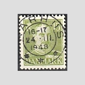 FRIMRKER DANMARK | 1942-44 - AFA 275 - Chr. X 15 re grn - Lux Stemplet 
