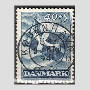 FRIMRKER DANMARK | 1947 - AFA 301 - Modstandsbevgelsen - 40 + 5 re bl - Pragt Stemplet