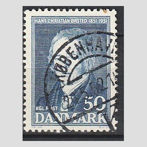 FRIM�RKER DANMARK | 1951 - AFA 330 - Hans Christian �rsted - 50 �re bl� - Lux Stemplet