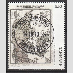 FRIM�RKER DANMARK | 2009 - AFA 1585 - Danmarkskort - 5,50 Kr. flerfarvet - Pragt Stemplet