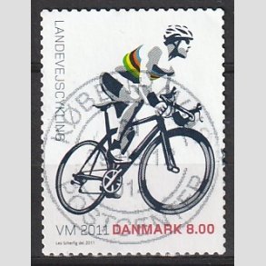 FRIM�RKER DANMARK | 2011 - AFA 1674 - WM i landevejscykling - 8,00 Kr. flerfarvet - Pragt Stemplet