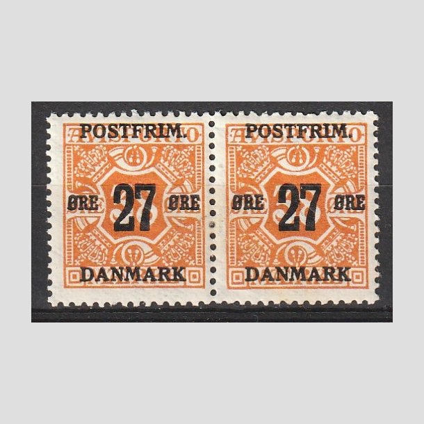 FRIMRKER DANMARK | 1918 - AFA 92 - 27 re/38 re orange i par - Postfrisk