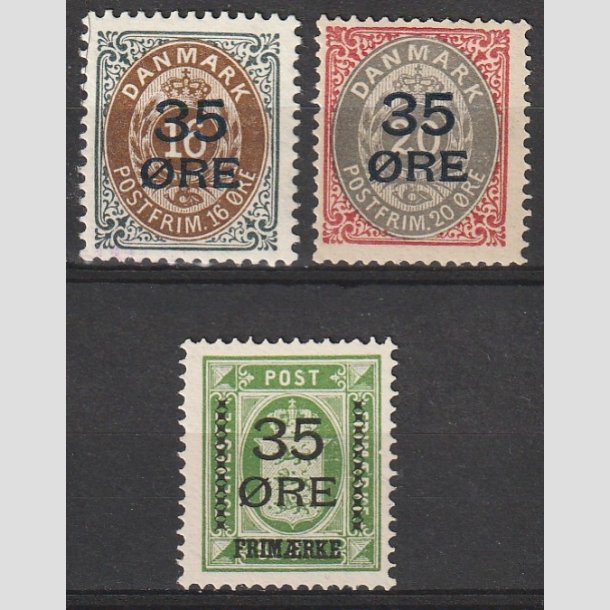 FRIMRKER DANMARK | 1912  - AFA 60,61,62 - 35 res Provisorier i komplet st - Ubrugt