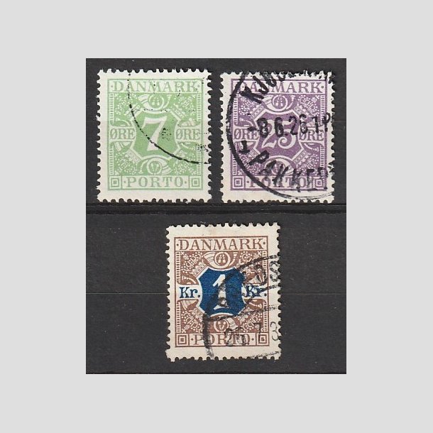 FRIMRKER DANMARK | 1926-27 - AFA 17,18,19 - 7 og 25 re + 1 Kr. - Stemplet