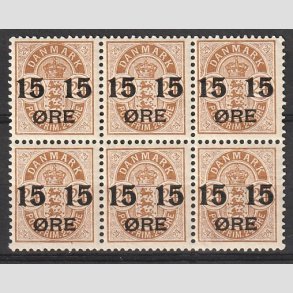 FRIMRKER DANMARK | 1904 - AFA 41 - 15/24 re brun provisorier i 6-Blok - Postfrisk