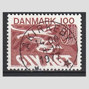 FRIM�RKER DANMARK | 1977 - AFA 634 - Ny f�rdselslov - 100 �re r�dbrun - Pragt Stemplet �kirkeby