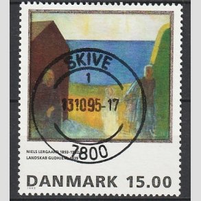 FRIMRKER DANMARK | 1995 - AFA 1100 - Niels Lergaard - 15,00 Kr. flerfarvet - Pragt Stemplet