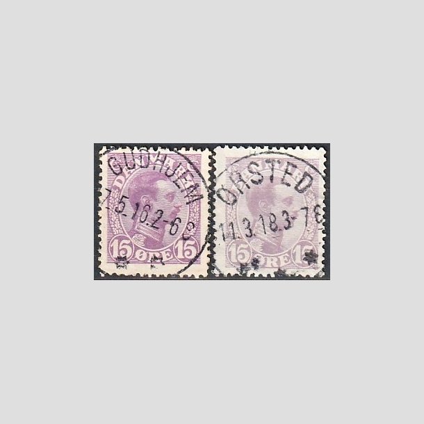 FRIMRKER DANMARK | 1913 - AFA 70,70a - Chr. X 15 re violet + matlilla - Lux Stemplet