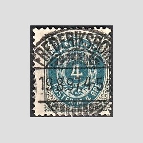 FRIM�RKER DANMARK | 1895 - AFA 23B - 4 �re gr�/bl� - Pragt Stemplet