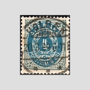FRIM�RKER DANMARK | 1895 - AFA 23B - 4 �re gr�/bl� - Pragt Stemplet