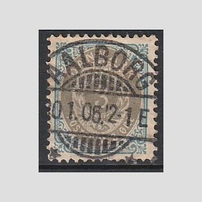 FRIM�RKER DANMARK | 1902 - AFA 22C - 3 �re bl�/gr� - Pragt Stemplet