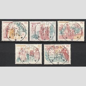 FRIM�RKER DANMARK | 1973 - AFA 552-556 - Kalkmalerier - 70 �re flerfarvet i komplet s�t - Pragt Stemplet