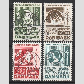 FRIM�RKER DANMARK | 1972 - AFA 534-537 - Trafiktekniske anl�g - 40-90 �re i komplet s�t - Pragt Stemplet