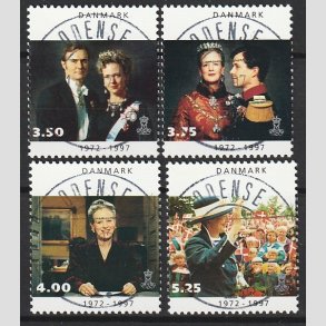 FRIM�RKER DANMARK | 1997 - AFA 1134-1137 - 25 �rs jubil�um - 3,50 - 5,25 Kr. flerfarvet i komplet s�t - Pragt Stemplet