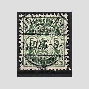 FRIM�RKER DANMARK | 1895 - AFA 34B - 5 �re gr�n - Pragt Stemplet 