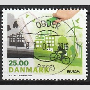 FRIM�RKER DANMARK | 2016 - AFA 1860A - T�nk Gr�nt - 25,00 Kr. flerfarvet - Pragt Stemplet