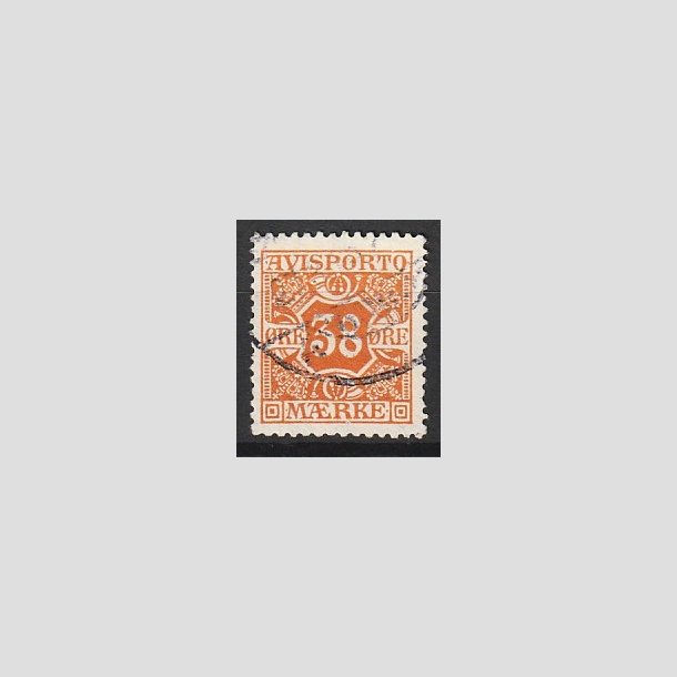 FRIMRKER DANMARK | 1914 - AFA 18 - 38 re orange Avisporto, vandmrke IV kors - Stemplet