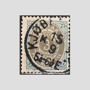 FRIM�RKER DANMARK | 1895 - AFA 22B - 3 �re bl�/gr� - Lux Stemplet 