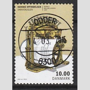 FRIM�RKER DANMARK | 2015 - AFA 1820 - Danske opfindelser - 10,00 Kr. skrivekuglen - Pragt Stemplet