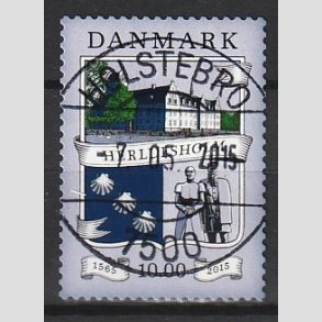 FRIM�RKER DANMARK | 2015 - AFA 1824 - Herlufsholm 450 �r - 10,00 Kr. flerfarvet - Pragt Stemplet