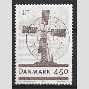 FRIM�RKER DANMARK | 2007 - AFA 1492 - Danske vindm�ller - 4,50 Kr. brun - Pragt Stemplet