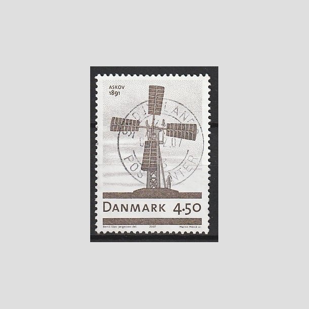 FRIMRKER DANMARK | 2007 - AFA 1492 - Danske vindmller - 4,50 Kr. brun - Pragt Stemplet