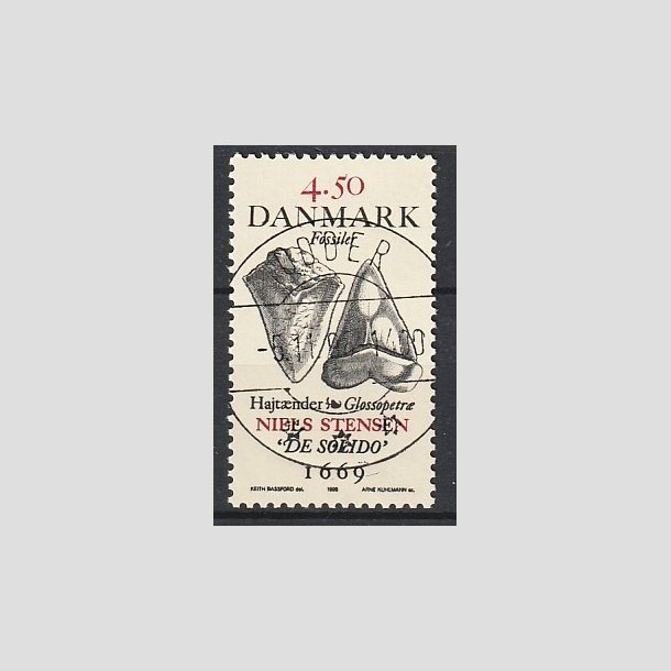 FRIMRKER DANMARK | 1998 - AFA 1192 - Fossiler - 4,50 Kr. Hajtnder flerfarvet - Pragt Stemplet