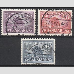 FRIM�RKER DANMARK | 1941 - AFA 270-272 - Vitus Bering - 10-40 �re i komplet s�t - Lux Stemplet