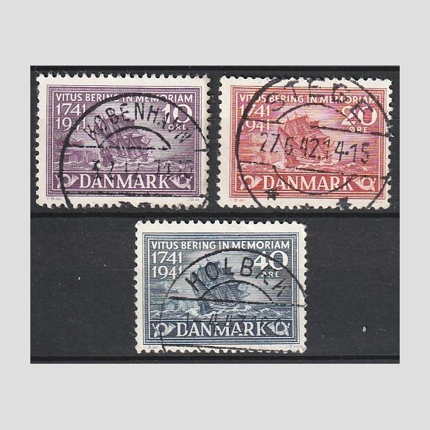 FRIMRKER DANMARK | 1941 - AFA 270-272 - Vitus Bering - 10-40 re i komplet st - Lux Stemplet