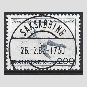 FRIM�RKER DANMARK | 1982 - AFA 745 - WM i kunstsk�jtel�b - 2 Kr. bl� - Pragt Stemplet