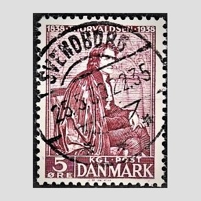 FRIM�RKER DANMARK | 1938 - AFA 249 - Thorvaldsen 5 �re r�dlilla - Lux Stemplet