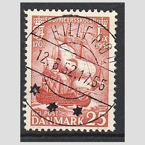 FRIM�RKER DANMARK | 1951 - AFA 328 - S�officerskolen 250 �r - 25 �re brunr�d - Pragt Stemplet Hiller�d