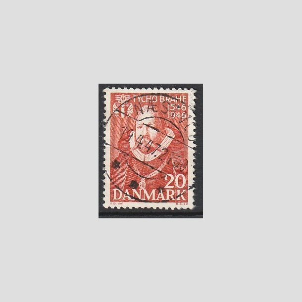 FRIMRKER DANMARK | 1946 - AFA 298 - Tycho Brahe - 20 re brunrd - Pragt Stemplet Nstved