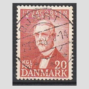 FRIM�RKER DANMARK | 1947 - AFA 305 - I. C. Jacobsen - 20 �re brunr�d - Pragt Stemplet Bj�rt