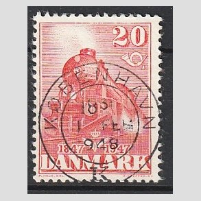 FRIM�RKER DANMARK | 1947 - AFA 303 - Danske jernbane 100 �r - 20 �re r�d - Lux Stemplet