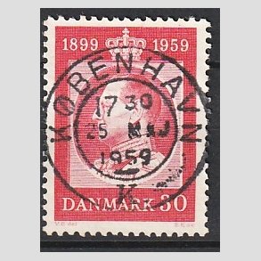 FRIM�RKER DANMARK | 1959 - AFA 374 - Frederik IX 60 �r - 30 �re r�d - Pragt Stemplet