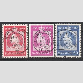 FRIM�RKER DANMARK | 1959 - AFA 374,375,376 - Frederik IX 60 �r - 30,35 og 60 �re i s�t - Pragt Stemplet