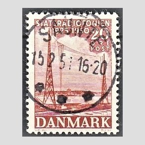 FRIM�RKER DANMARK | 1950 - AFA 317 - Statsradiofonien 25 �r - 20 �re r�d - Pragt Stemplet Saunte