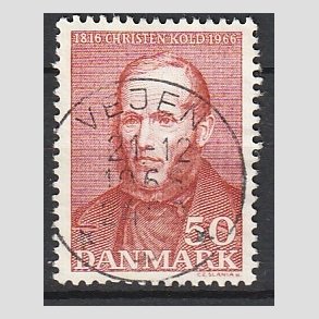 FRIM�RKER DANMARK | 1966 - AFA 444 - Christen Kold - 50 �re brunr�d - Pragt Stemplet